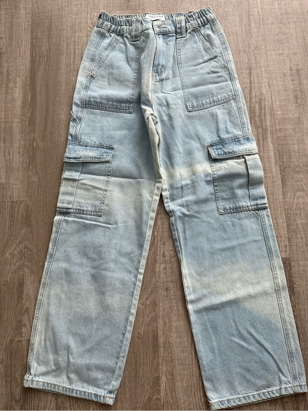 Wax Jean Light Wash Wide Leg Cargo Jeans